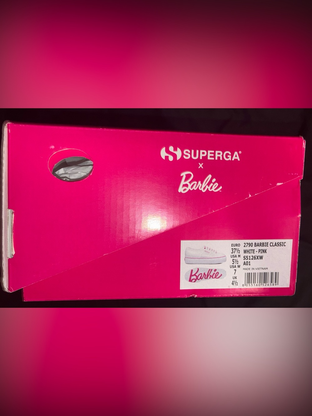 NEW SuperGA x Barbie 2790 Platform Sneaker in White-Pink For Women's Size 7 - Picture 2 of 3